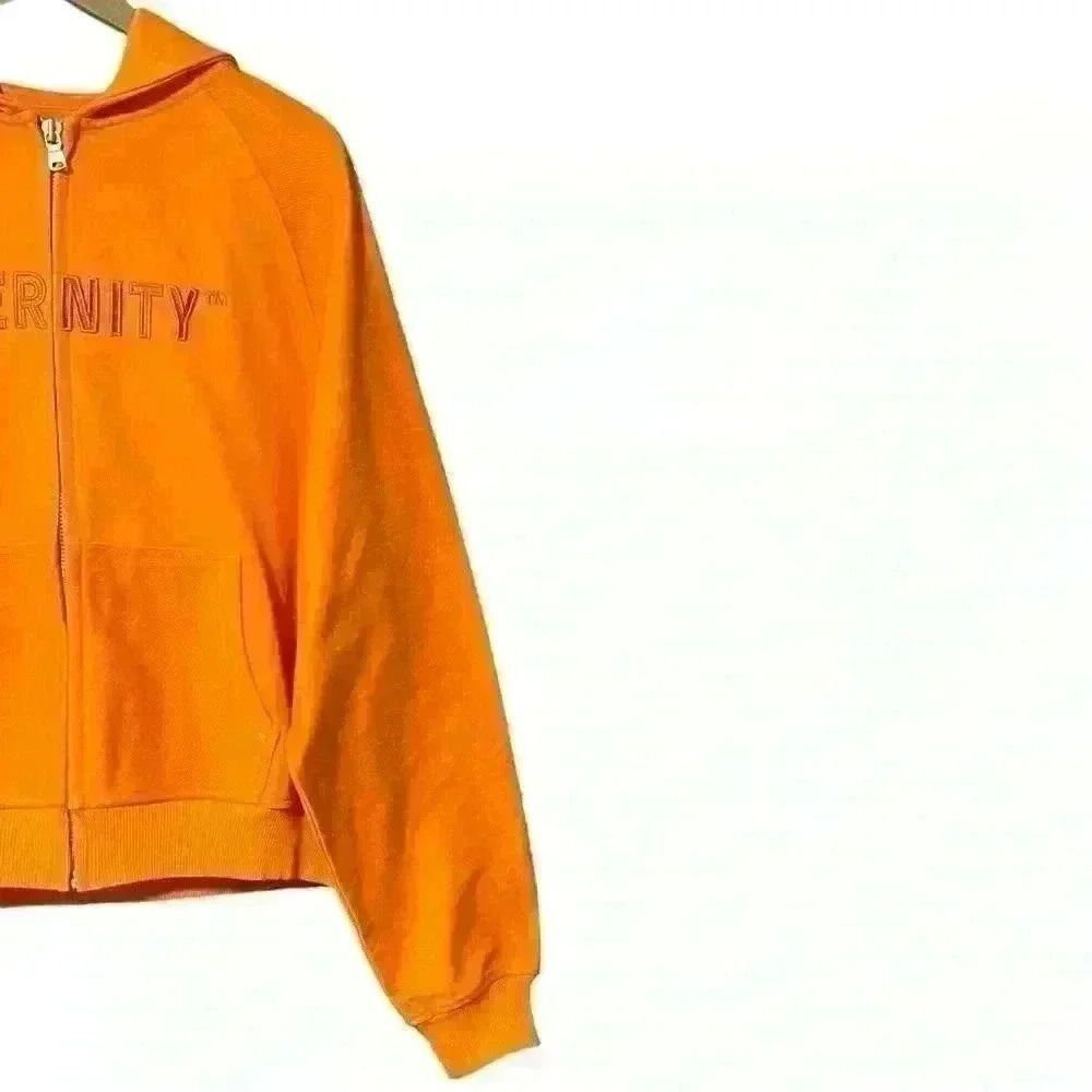 RETERNITY Full Zip Raglan Hoodie Men’s S Orange 3D Logo Streetwear Y2K NWT - Picture 6 of 13